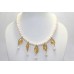 Necklace women's natural golden topaz pearls stones C 329